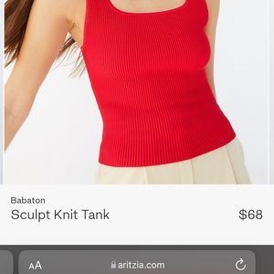 Aritzia red ribbed tank top (Babaton Sculpt Knit Tank)